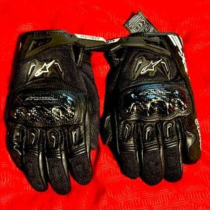 women’s Alpinestars Motorcycle Leather Gloves - Black - Large